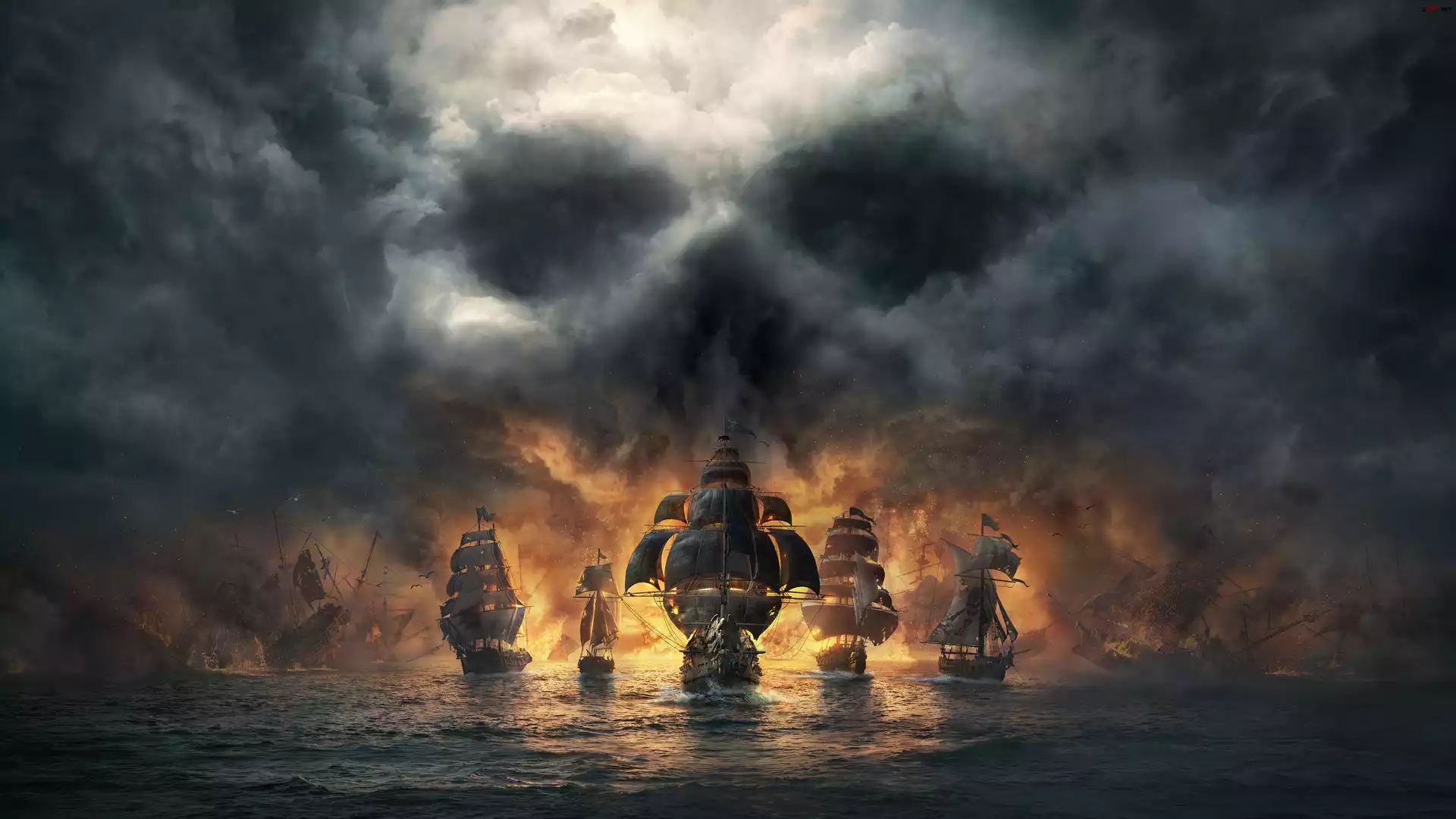 Skull and Bones, Żaglowce, Chmury, Morze